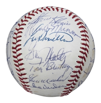 1974 New York Yankees Team Signed OAL Cronin Baseball With 26 Signatures Including Munson, Howard & Ford (Beckett)